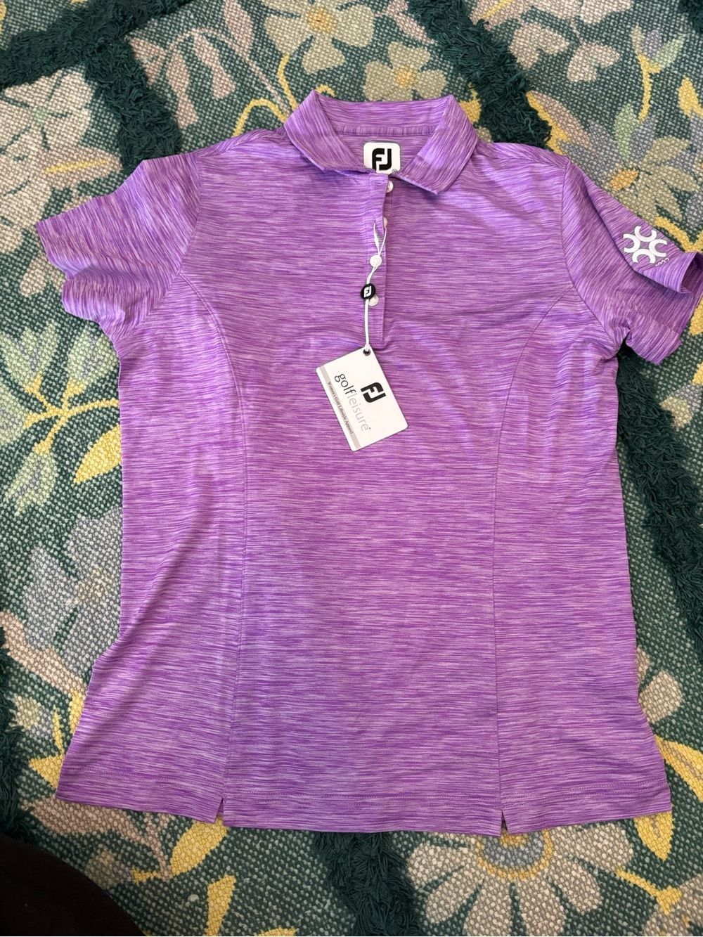 NWT Footjoy Purple Space Dye Women's Golf Polo Medium